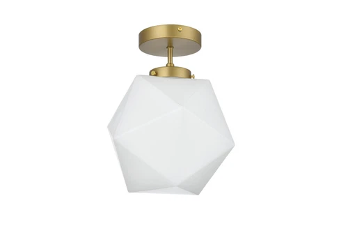 Living District Lawrence 10" Flush Mount Frosted White Shade In Satin Gold - Picture 7 of 9