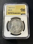 1883-CC $1 Silver Morgan Dollar MS 63 NGC US Coin Carson City