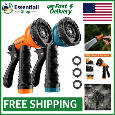 Versatile 10-Pattern Garden Hose Nozzles - 2 Pack for All Your Watering Needs