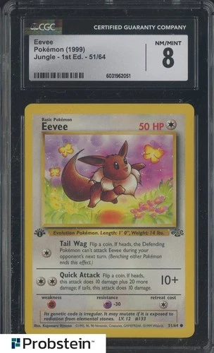 1999 Pokemon Jungle 1st Edition #51/64 Eevee CGC 8 NM-MT
