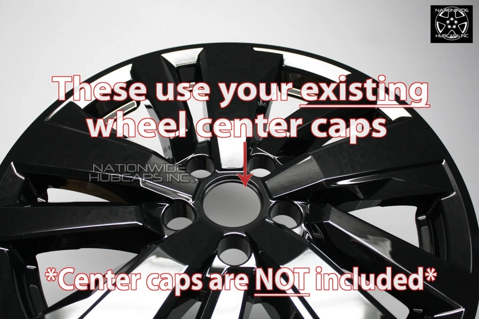 fits Nissan Pathfinder S SV SL 2022-25 Black 18" Wheel Skins Hub Caps Rim Covers - Image 4 of 4