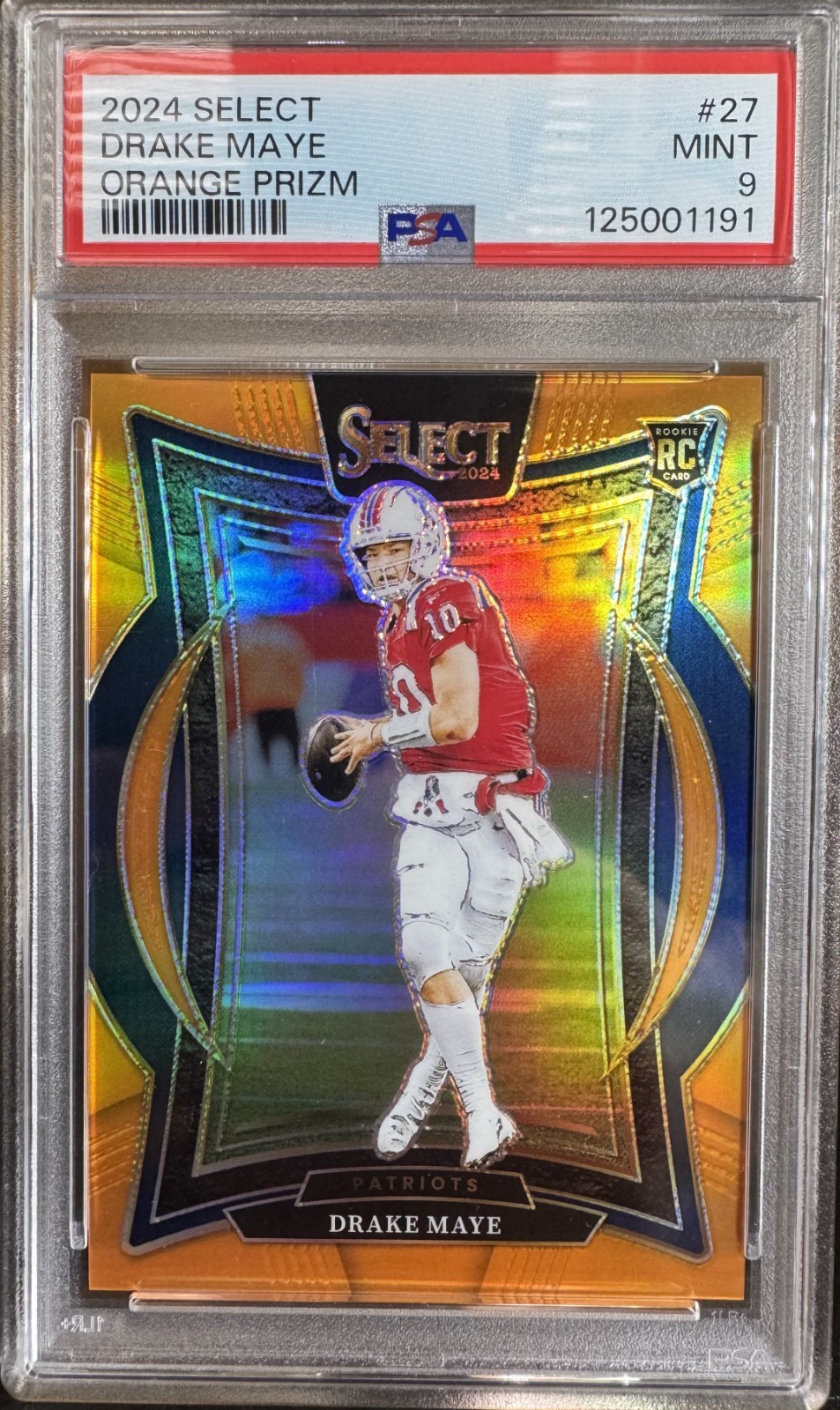 2024 Select Drake Maye Concourse RC Orange Prizm 21/49 Patriots PSA 9 #27