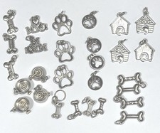 28 Dog Charms New Mixed Varieties w/ Free Jump Rings silver-tone