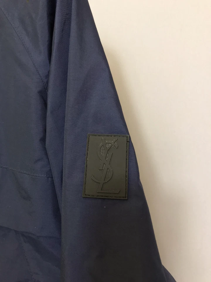 Chaqueta De Colección Yves Saint Laurent Azul Marino Logo YSL Hombres Vellón Foto 2 de 4