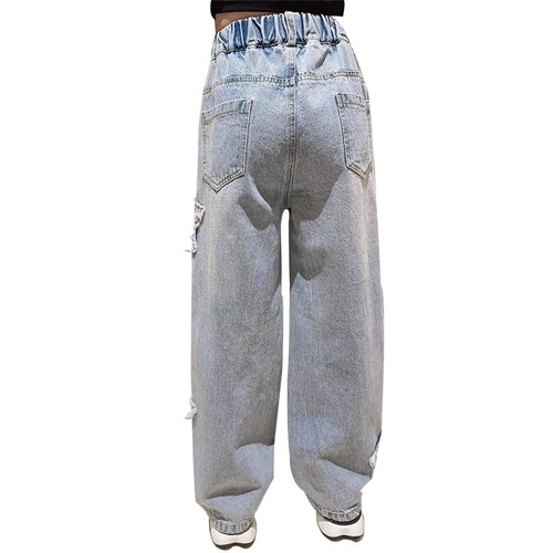 Womens Wide Leg Jeans Elastic Waist Denim Pants Baggy Jeans for Womens4#Star ... - Picture 2 of 6