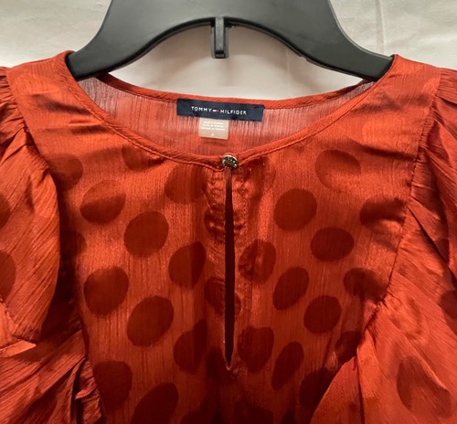 Tommy Hilfiger 1970’s Style Ruffled Burnt Orange Dress Size 4 NEW - Picture 8 of 10