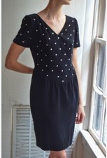 Papell Boutique Vintage Evening Dress Black Velvet Rhinestone V Neck Sz 2 NWT