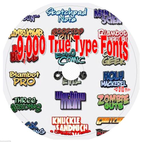 9,000 True Type Fonts on dvd and bonus software - Afbeelding 1 van 3