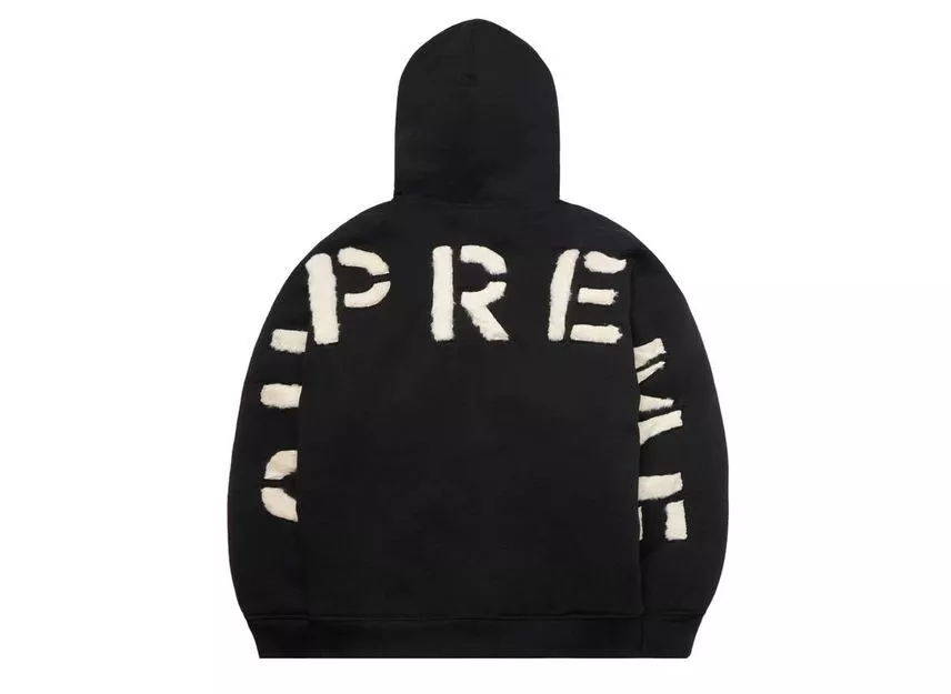 Sweat à capuche zippé doublé fausse fourrure Supreme noir