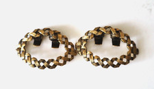Vintage Tip Toe Shoe Clips, 1960's Antique Gold, Ribbon Weave Pattern