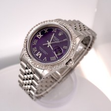 Rolex Uomo Datejust 36mm Jubilee Orologio IN Acciaio Iced 2.50ct Diamanti Viola