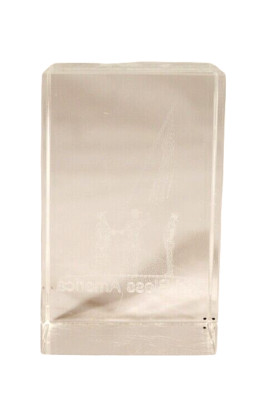 God Bless America Raising The Flag 911 Paperweight Crystal Clear Glass 3''