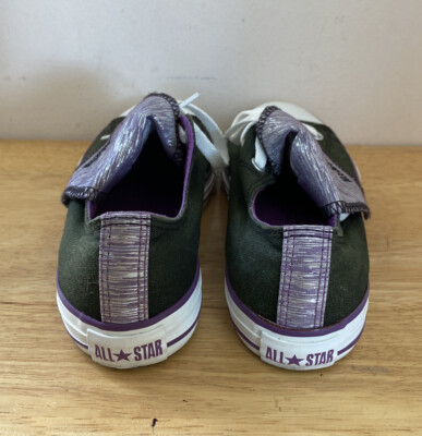 Converse All Star Girls Size 4 Metallic Purple And Black