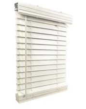 US Window 2" Slat, Faux Wood Window Blinds, 21”W X 64" H, inside Mount Cordless