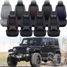 Full Set Pu Leather Seat Covers 5-seat Front Rear Cushion Fits Jeep Wrangler Jk