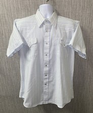 Flying R Ruddock Mfg Mens Multi Color Striped Snap Button Shirt Size 17 USA Made