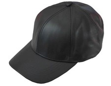 Made in USA Leather Baseball Cap Charcoal Grey Gray