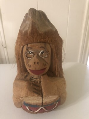 Vintage RETRO Mod TIKI BAR Coconut Monkey Man 10'' Bongo Drums