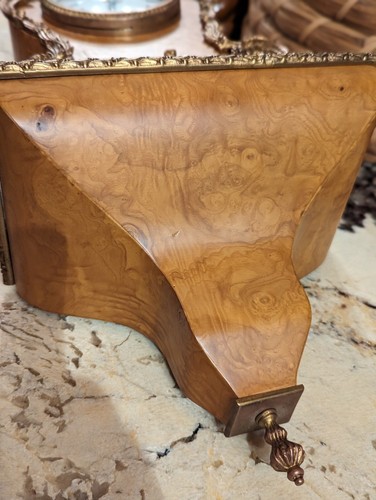 Vintage French Style Lauris Mantle Or Wall Clock With Burl Wood Stand Working! - Picture 3 of 14