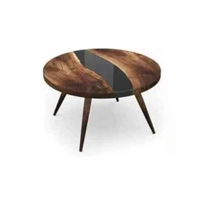 Custom Unique River Desig Epoxy Resin Wood Coffee Side Table Top Center Table