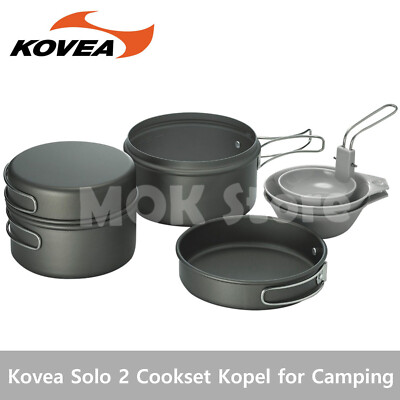 KOVEA Solo 2 Cookset Kopel Outdoors Hard Anodize Coated 1~2 People for Camping_