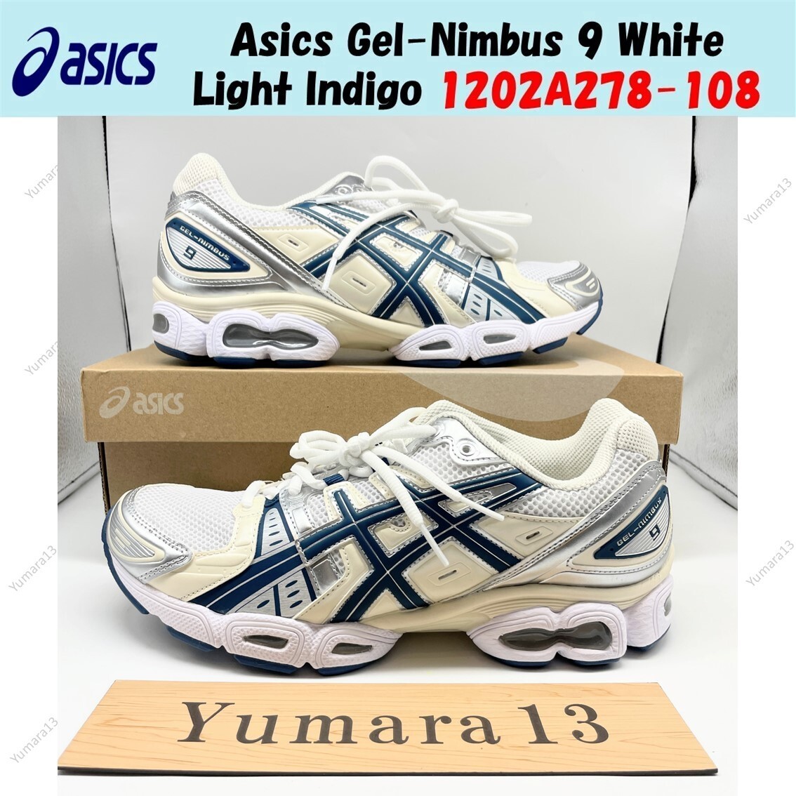 Asics WMNS Gel-Nimbus 9 White Light Indigo 1202A278-108 Women's