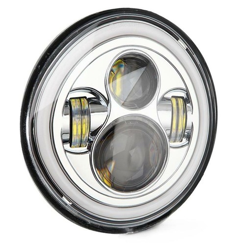 DOT 7" Led Headlight Projector + 4.5'' Fog Lights Passing Lamp Chrome - Picture 5 of 12