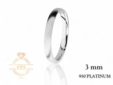950 Platinum Low Dome 3mm Wedding Band Ring - Comfort Fit Matte Brushed Finish