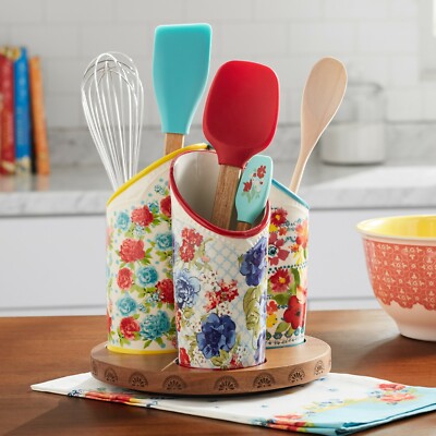 The Pioneer Woman Floral Medley Compartment Utensil Holder *FREE  SHIPPING*
