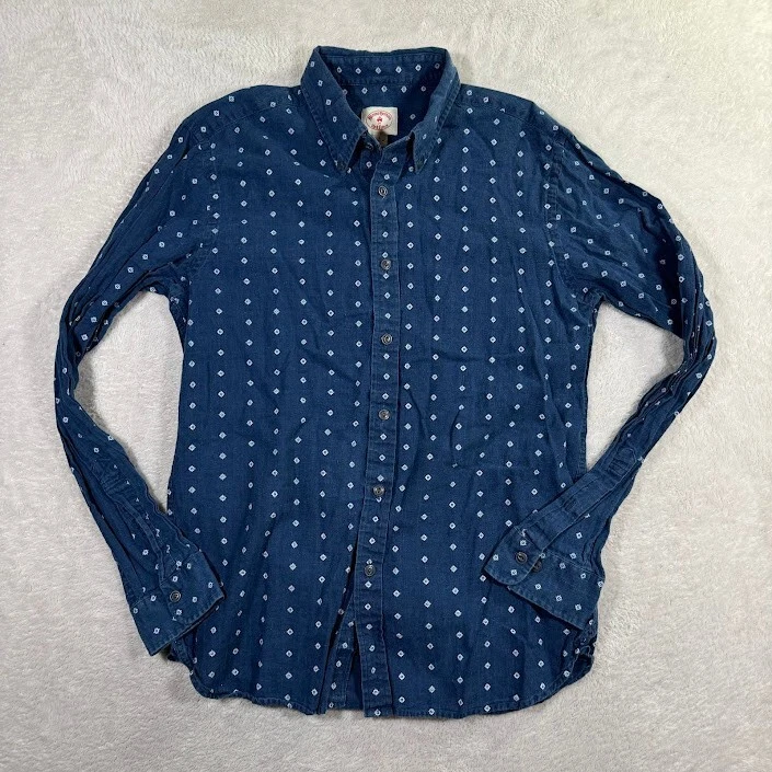 Brooks Brothers Red Fleece Shirt Mens Large Blue Floral Geometric Linen Preppy - Image 2 of 4