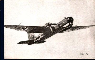Bee Hive? Heinkel HE-177 airplane aircraft Photo ID Card 5 1/4'' X 8'' vintage