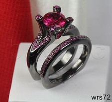 BLACK RHODIUM 925 SILVER PINK CZ LADIES NEW WEDDING AND ENGAGEMENT RINGS