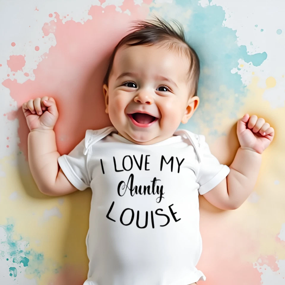 MILLY MOLLY MORLEY PERSONALISIERTE Unisex Baby Kleidung Weste Babygrow Baby Dusche, I love Tante, Onkel