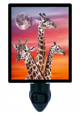 Giraffe Decorative Photo Night Light, Three Giraffes, Animals, Moon