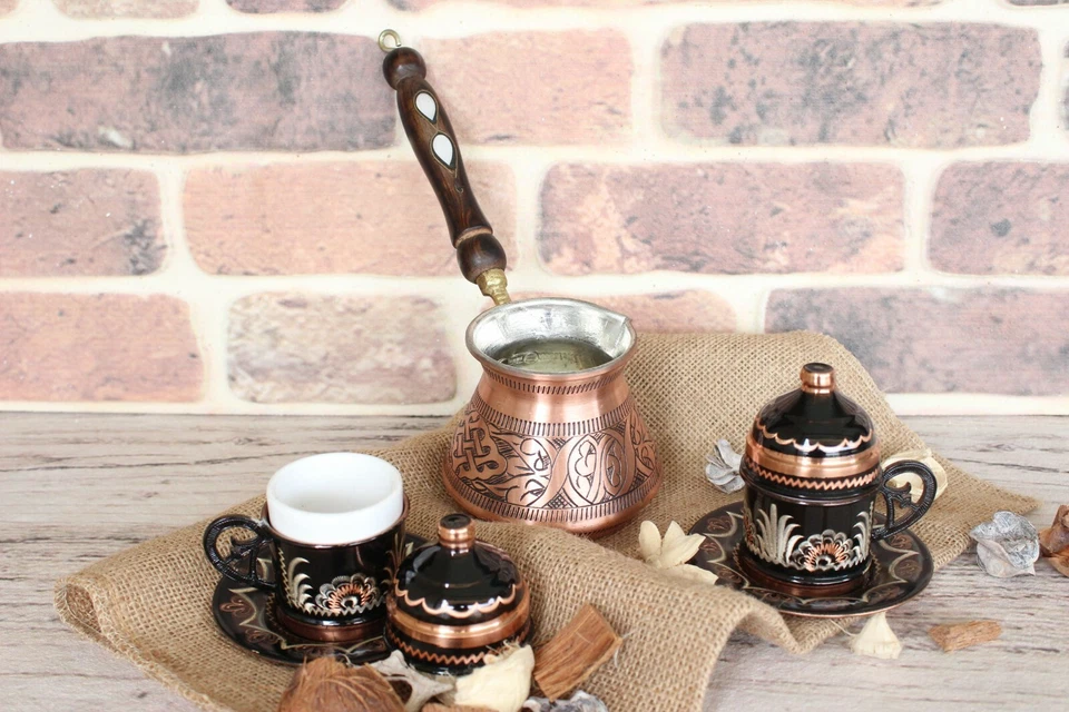 Handmade Copper Turkish Coffee Espresso Set, 2 Coffee Cup and Coffee Maker SET - Image 2 of 4