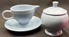 Fiesta Harlequin Periwinkle Creamer & Sugar Bowl Set w/ Saucers VTG USA MCM