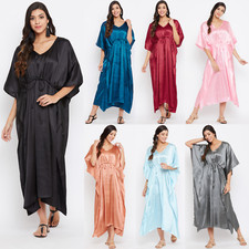 US Women Satin Silk Robe Dress Sleepwear Ling...