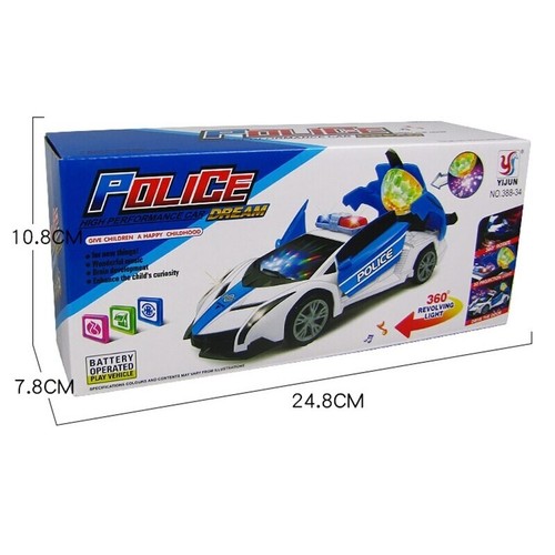 Robot Police Car Transformers Toy Lights Sounds Bump and Go Action - Picture 5 of 6