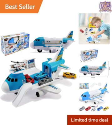 Compact Airplane Cargo Toy Set with Cars Helicopter – Perfect