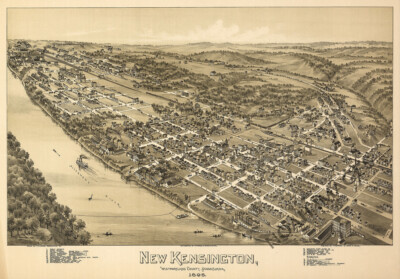 Panoramic Map of New Kensington Pennsylvania 16x24