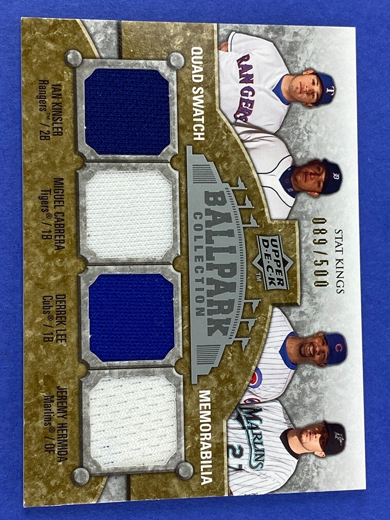 2009 Ballpark Miguel Cabrera Derrek Lee Ian Kinsler Patch Relic /500