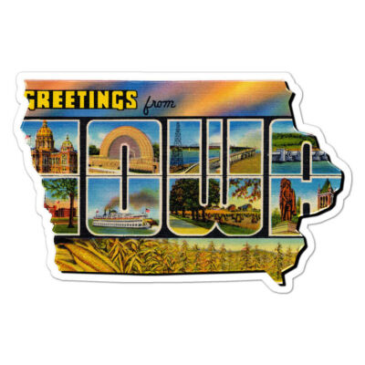 Vintage Iowa Map Sticker Decal
