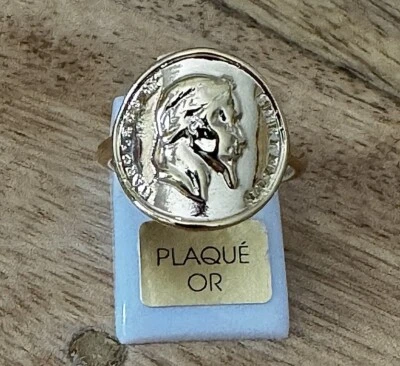 Bague Napoléon Pièce Louis d'or Imitation Plaqué Or Tailles 48-50 - Photo 1/4