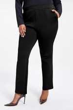 NWT Good American Womens Scuba Relaxed Staight Pant Size 5 2X Black Pockets