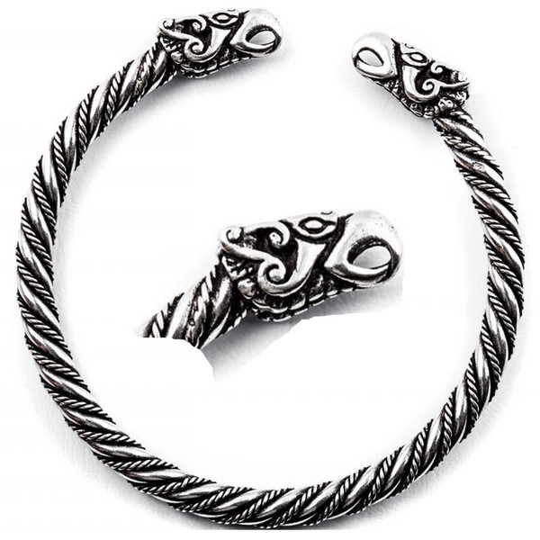 925 Silber Wikinger Armreif Viking Rabe Grl/Xl Armspange Hugin Und Munin-image