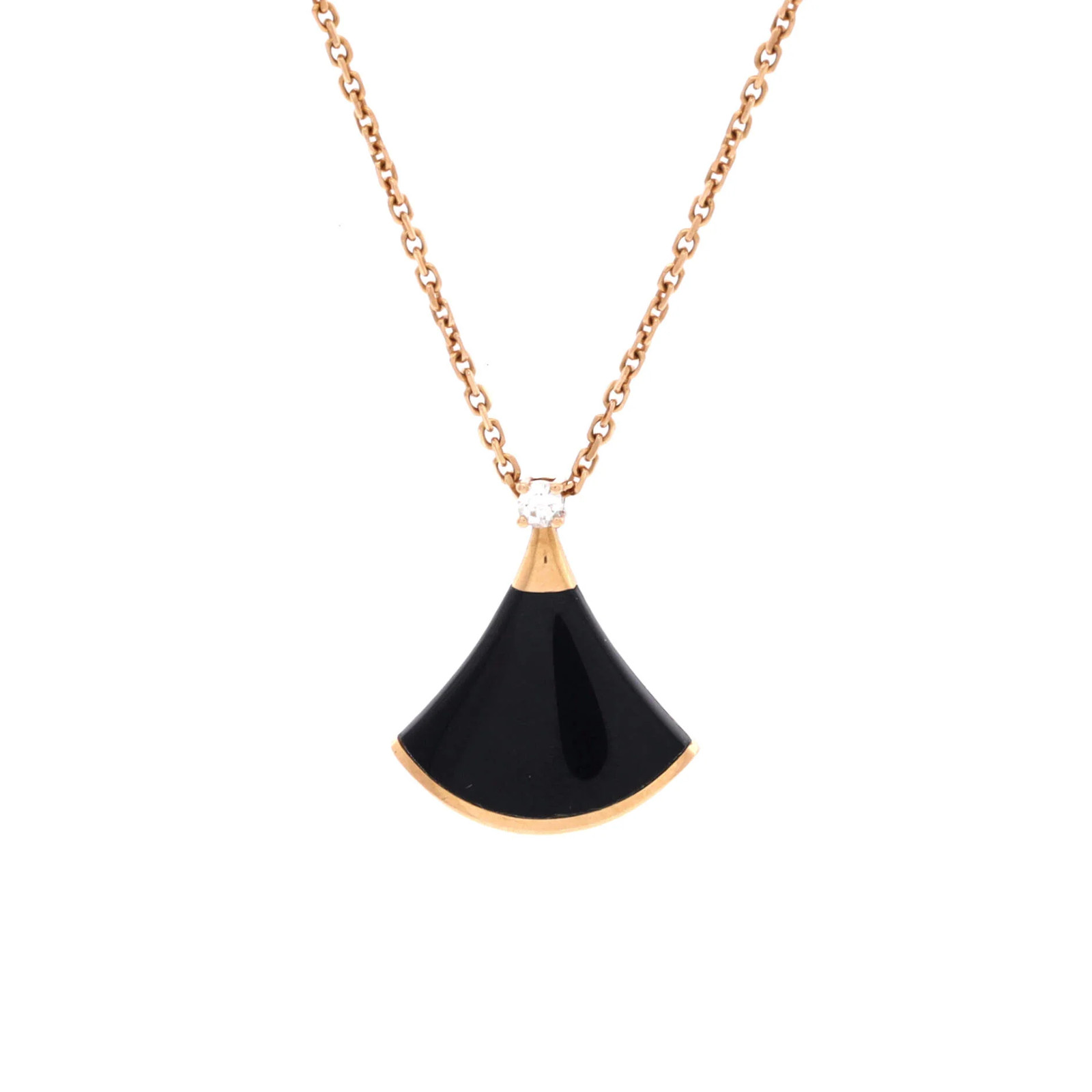 Bvlgari Divas' Dream Pendant Necklace 18K Rose Gold with Onyx and Diamond Small