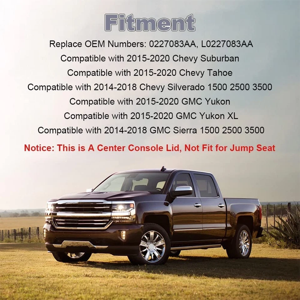 Leather Center Console Armrest Lid For 2014-2019 Chevrolet Silverado GMC Sierra - Image 2 of 4