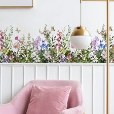 4 Pieces Flowers Wall Decals Vinyl Flowers Wall Stickers Removable Floral Mur...