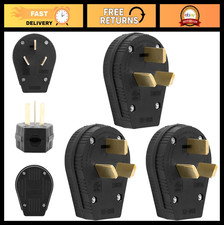 50Amp 3-Prong Dryer Plug Nema 10-50P 30/50A 125/250V Angle Grounding Plug - 3 Pa