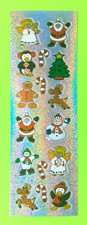 Glittery Christmas Santas Trees Penguin Ginger Snowmen Reindeer Sticker Sheet